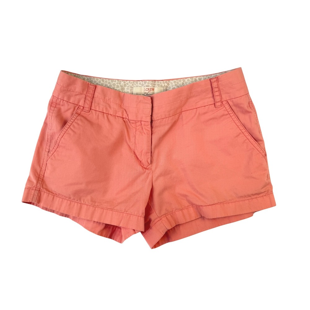 J.Crew Broken-In Chino Shorts Womens 2 Coral Pink Cotton 3 Inch Inseam 29 Waist